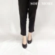 【SOFE MORE】台灣製 黑色圓頭跟鞋 舒適氣墊中跟女鞋(黑色低跟鞋)