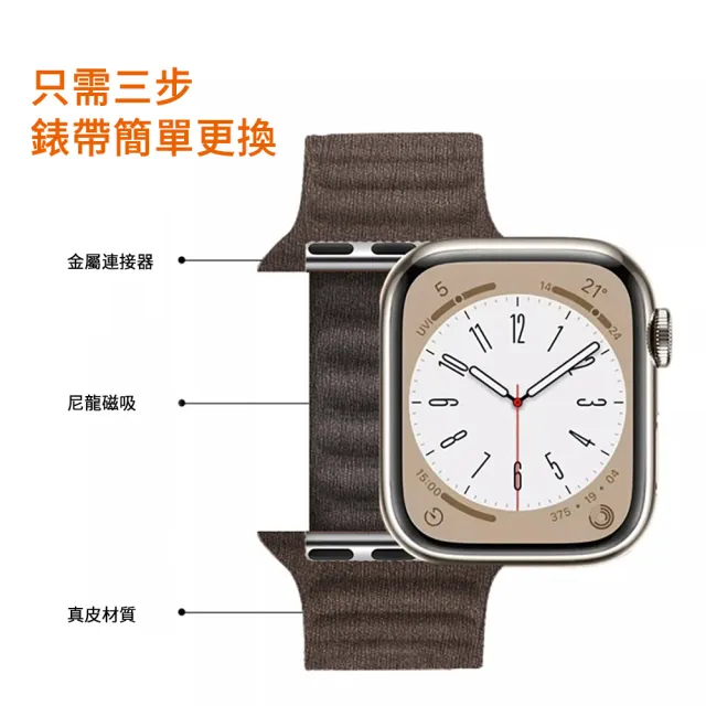 The Rare】Apple Watch Ultra 2 Series 9 41/45/49mm 皮革磁力鏈式錶帶