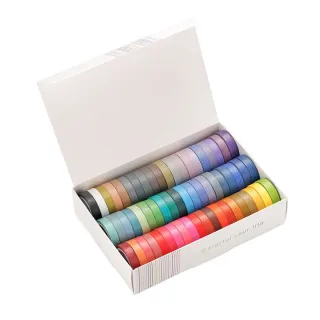 【賈文卿】60色多色系 彩虹套裝手帳 和紙純色紙膠帶 8mmx4M