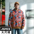 【JSMIX 大尺碼】大尺碼明亮幾何印花重磅連帽T恤(34JW8364)