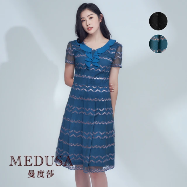 MEDUSA 曼度莎 現貨-金絲波浪蕾絲小禮服 - 2色（M-XL）｜洋裝 連身裙 禮服 冬新品(101-24906)