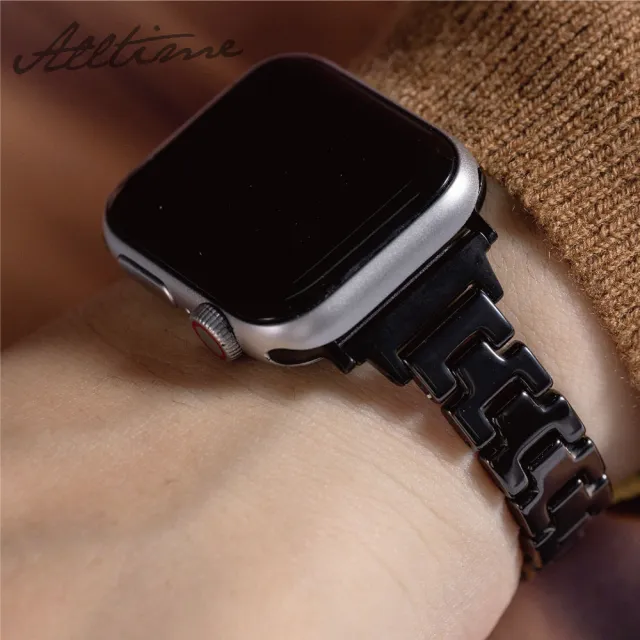 【ALL TIME 完全計時】Apple Watch S7/6/SE/5/4 38/40/41mm 細版輕奢華風陶瓷錶帶
