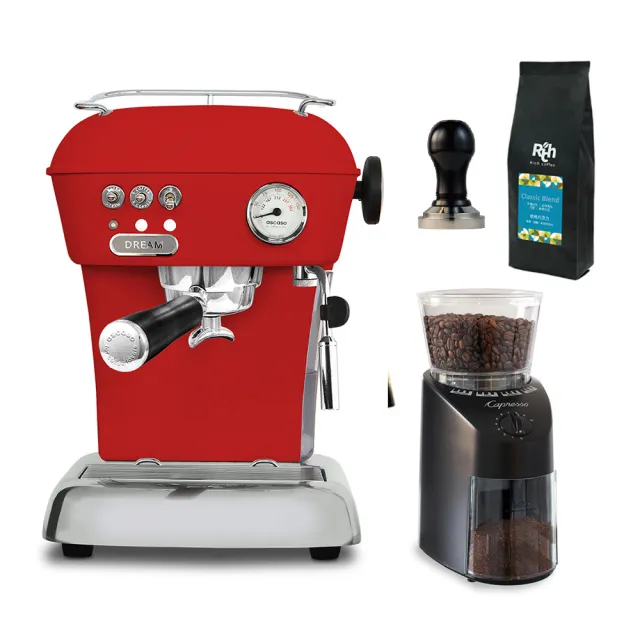 【ASCASO】Ascaso Dream半自動義式咖啡機-迷霧紅（贈:CP560磨豆機+金屬填壓器+咖啡豆）