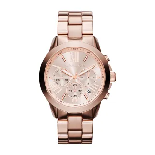 【Michael Kors 官方直營】Brynn 三眼個性女錶 玫瑰金色不鏽鋼錶帶 手錶 40MM MK5778