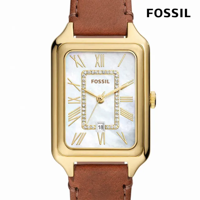 【FOSSIL 官方旗艦館】Raquel 復古女伶羅馬數字女錶 棕色真皮錶帶 手錶 26MM ES5307