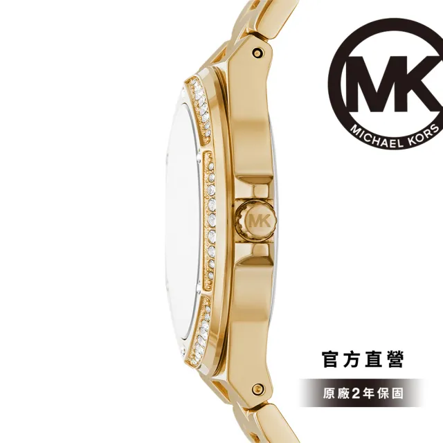 Michael Kors 官方直營】Lennox 華麗展現LOGO女錶金色不鏽鋼錶帶手錶