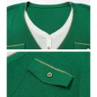 【MsMore】假兩件上衣長袖V領薄毛衣寬鬆針織衫短版#119228(米白/黑/紅/綠)