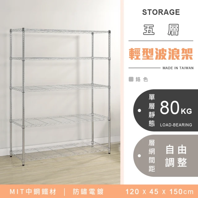 MIT耐重鐵力士 輕型五層置物架 90x45x150cm(波