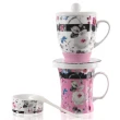 【風行日本】陶瓷滴漏杯組-粉紅花(咖啡、花茶)