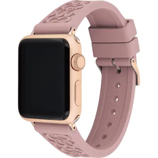 【COACH】Apple Watch 錶帶 38/40mm 適用 矽膠錶帶 - 煙燻粉x玫瑰金(不含手錶)