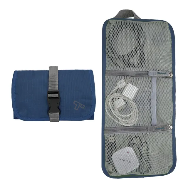【Travelon】美國 扣式3C線材收納包 藍 / 旅遊 電子用品 零錢小物 收納袋 聖誕禮物 年末送禮