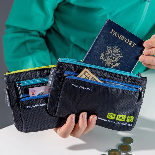 【Travelon】防盜證件包2件 黑(卡片夾 識別證夾 名片夾 RFID辨識)