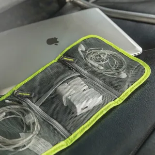 【Travelon】扣式3C配件收納包 螢光綠  / 旅遊 電子用品 零錢小物 收納袋