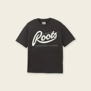 【Roots】Roots男裝-率性生活系列 草寫文字厚磅短袖T恤(碳黑色)