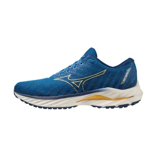 【MIZUNO 美津濃】WAVE INSPIRE 19 男鞋 支撐 避震 運動鞋 慢跑鞋 藍白黃(J1GC234406)