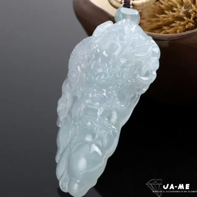 【JA-ME】天然A貨翡翠冰種起膠感天空藍色龍行天下項鍊