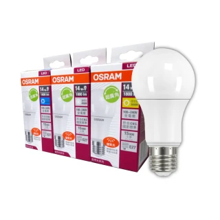 【Osram 歐司朗】LED E27 14W 節能 燈泡 白光 黃光 自然光 6入組(LED 14W 球泡)