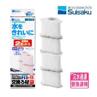 【Suisaku 水作】內置過濾器 替換白棉PLUS S.M/1盒2入（可替換2次）(水作內置過濾器替換白棉F3753)