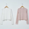 【H2O】幾何緹花磨毛針織內搭上衣 #3651007(白/粉色)