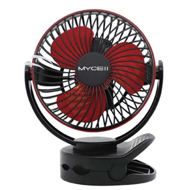 【Mycell】台灣製造 可夾式LED 充電式6700mAh USB隨身風扇 寶寶車風扇