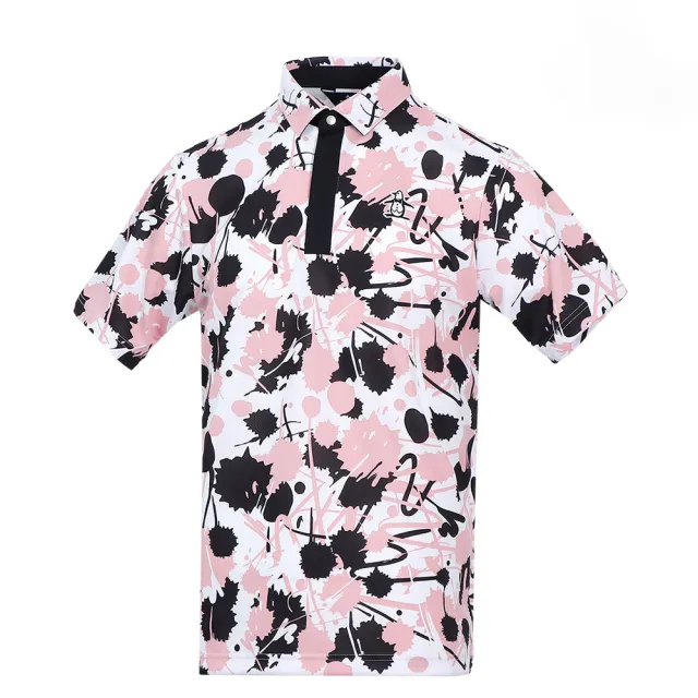 【Munsingwear】企鵝牌 男款粉色度假感印花短袖透氣棉衫 MGRT2A13