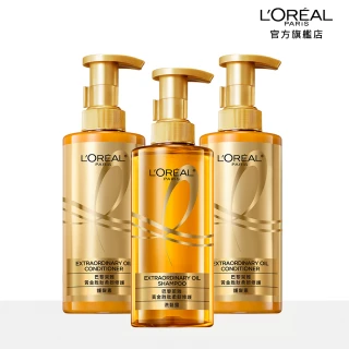 【LOREAL Paris 巴黎萊雅】女大專業髮型師推薦 黃金胜柔韌修護洗髮露/護髮素#大金瓶_440ml(3入組)