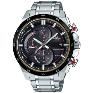 【CASIO 卡西歐 EDIFICE 系列】太陽能 礦物玻璃 碼錶 不鏽鋼錶帶 男錶(EQS-600DB)