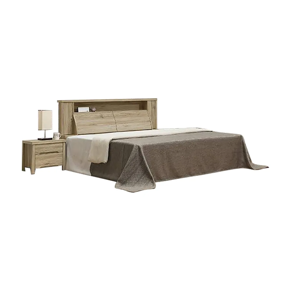 【IHouse】高斯 天然橡木收納床頭+床底二件組 雙人5尺