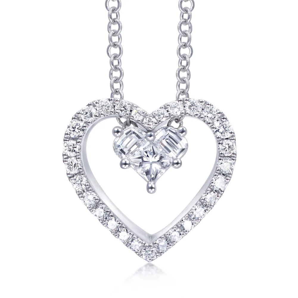 【點睛品】Lady Heart  28分 心心相印 18K金鑽石項鍊