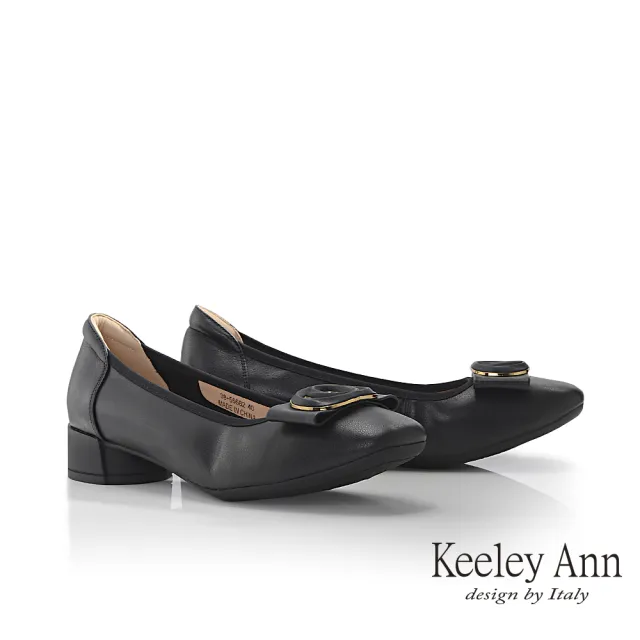 【Keeley Ann】消光飾釦低跟包鞋(黑色385568210)