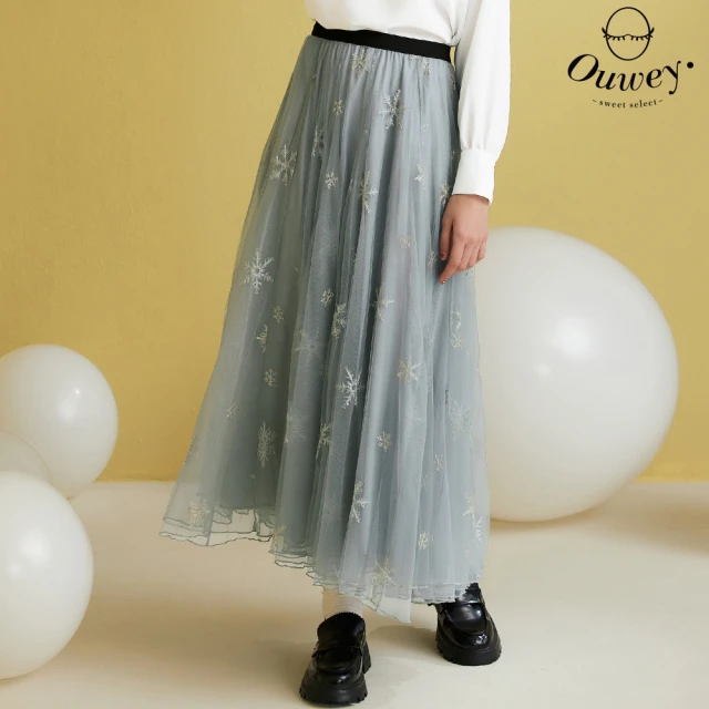 OUWEY 歐薇 復古排釦長圓裙(卡其色；S-L；32333
