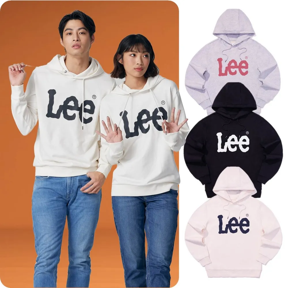 【Lee 官方旗艦】男女同款 長袖帽T / 胸前大LOGO 共3色 男女共版(LB330041848/LB330041K11/LB330041K15)