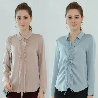 【Royal Silk】甜美荷葉造型蠶絲襯衫