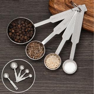 【餐廚料理助手】不鏽鋼量匙4件組(調味匙 量勺 計量匙 茶匙 奶粉勺 湯匙 勺子 烘焙)