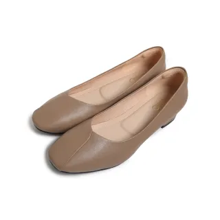 【KOKKO 集團】超柔軟羊皮小方頭低跟包鞋(駝色)