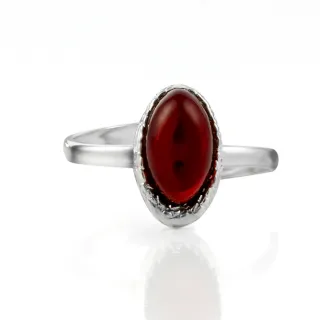 【Woogie武吉珠寶】天然琥珀蜜蠟設計師手工款爆發蛋面琥珀戒指(紅珀花珀可選)