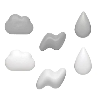 【LITTLEGIRL】天氣雲朵磁鐵 小磁鐵 雨滴閃電冰箱貼(一組六入  造型磁鐵 辦公室小物 小禮物)