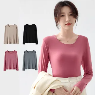 【PINK LADY】任-4色 柔軟保暖衣 超彈力 圓領輕盈舒適內搭衛生衣(女款/長袖/抗寒/磨毛/打底)