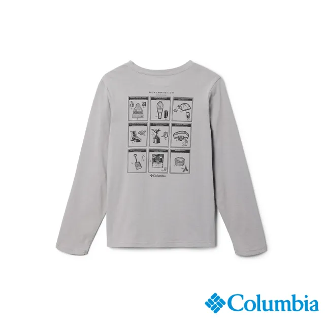 【Columbia 哥倫比亞】童款-Dobson Pass™ 印花長袖上衣-灰色(UAB50710GY/HF)