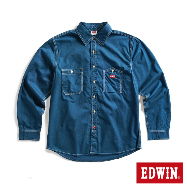 EDWIN 男裝 工裝長袖襯衫(土耳其藍)