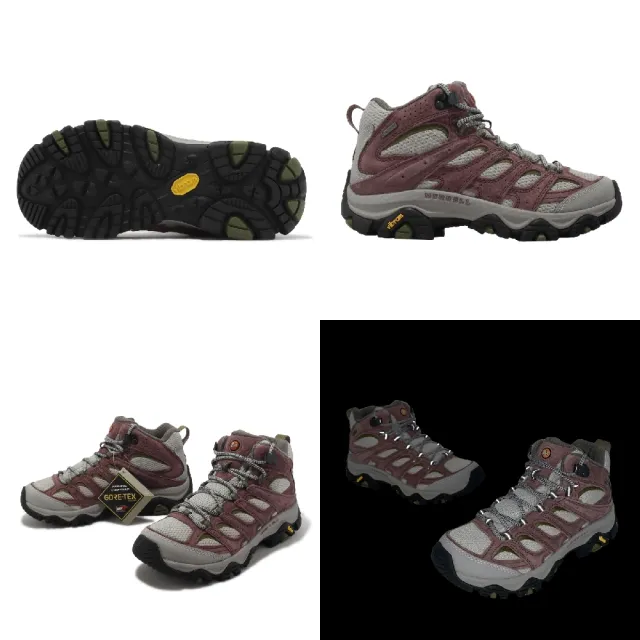 【MERRELL】戶外鞋 Moab 3 Mid GTX 女鞋 粉 灰 防水 Vibram 郊山 越野 中筒 登山(ML037496)