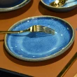 【YU Living 信歐傢居】藍色流釉陶瓷點心盤 7吋盤(藍色/餐盤.點心盤.七吋盤)