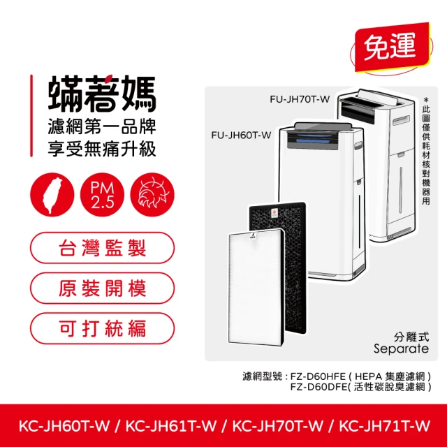 蟎著媽 濾網(適用 夏普SHARP KC-JH60T-W KC-JH70T-W KC-JH61T-W KC-JH71T-W 空氣清淨機)