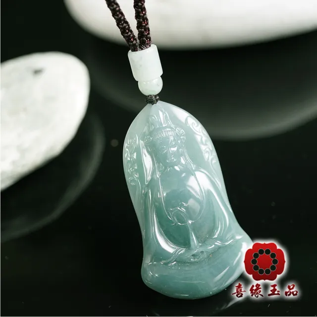 【喜緣玉品】觀音 天然翡翠A貨 素衣 玉觀音玉墜(02)(開運風水)