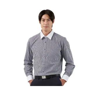 【Blue River 藍河】男裝 白色配色領長袖襯衫-拼接配色(日本設計 純棉舒適)