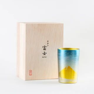 【HORIE】日本製 超輕量雙層 純鈦杯 保冷杯 水杯 富士山鈦杯(金富士款 270cc)