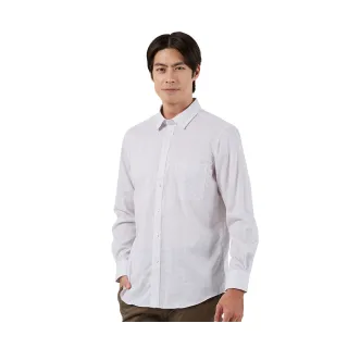 【Blue River 藍河】男裝 白色長袖襯衫-紅藍雙線格子款(日本設計 純棉舒適)