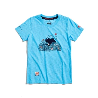 【EDWIN】江戶勝 女裝 海浪鯉魚短袖T恤(水藍色)