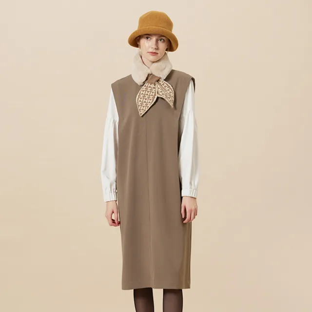 【AZUR】優雅風假兩件式V領洋裝