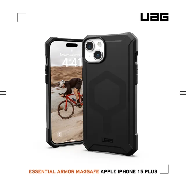 【UAG】iPhone 15 Plus 磁吸式耐衝擊輕量保護殼-黑(吊繩殼 支援MagSafe功能)